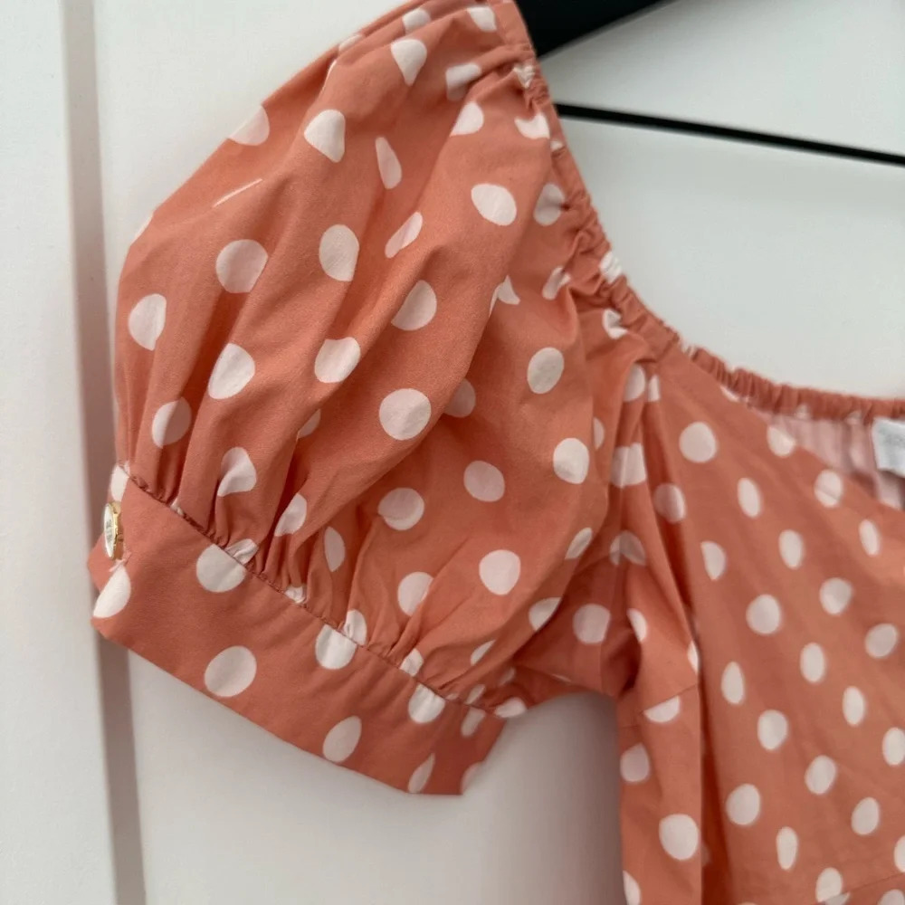 Caroline Constas Polka Dot Mini Dress NWT | Peach | Size Medium - Picture 4 of 7